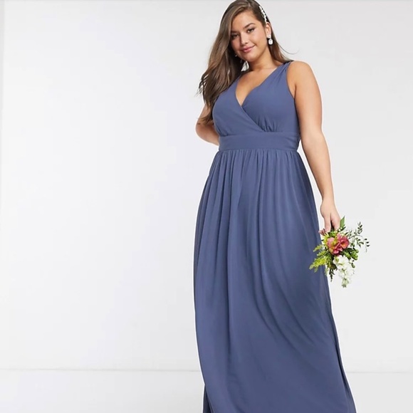 NWT Long Blue Chiffon Dress - Picture 1 of 4
